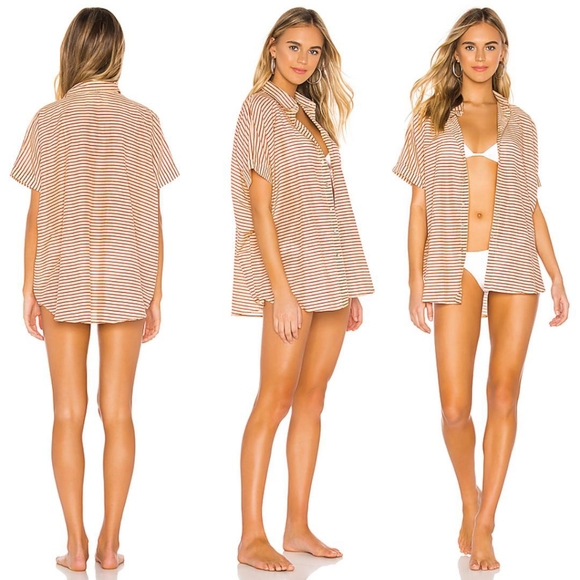 New acacia apricot stripe mombasa cotton silk P XS - Picture 4 of 12